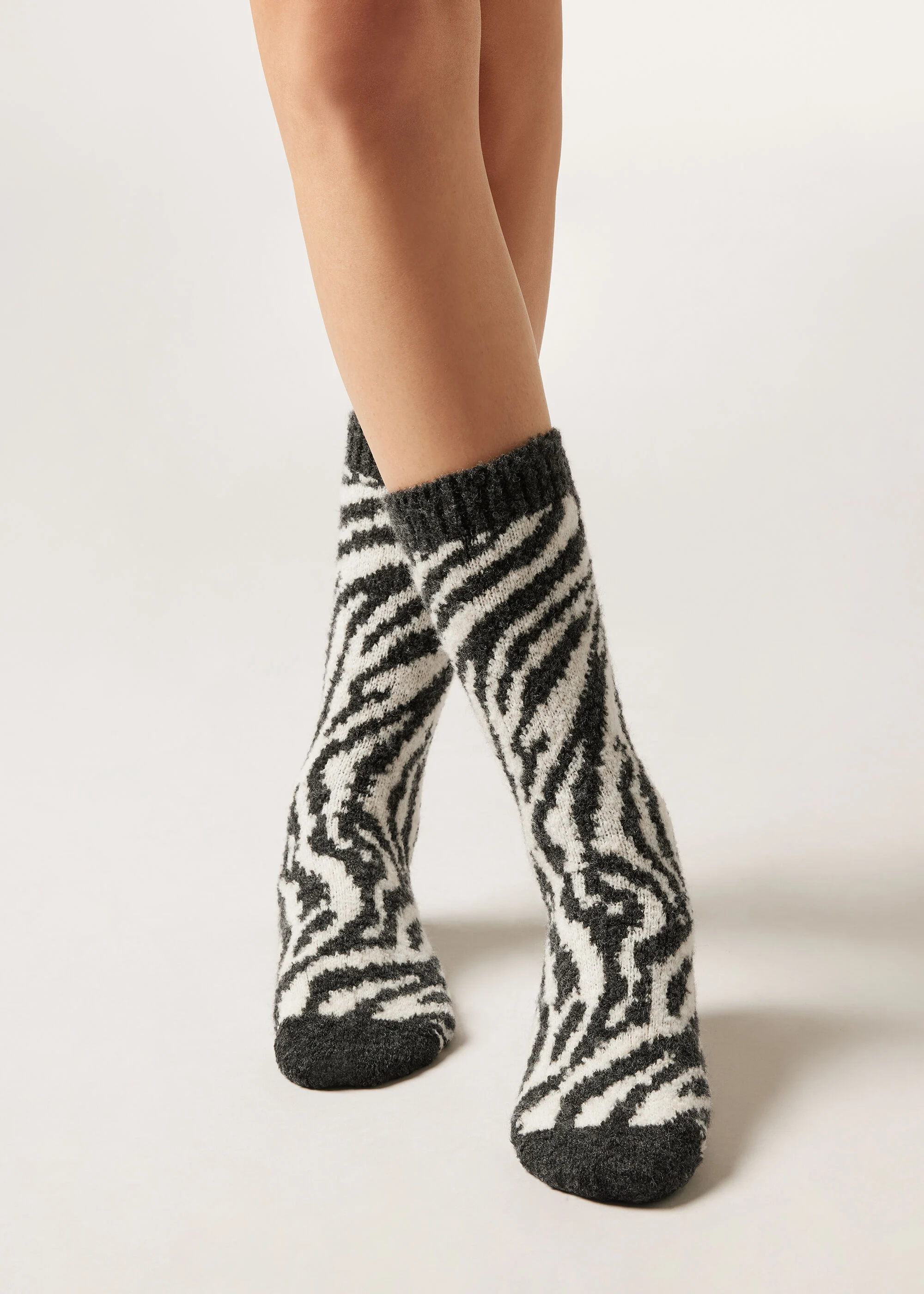 Plush Effect Zebra Socks
