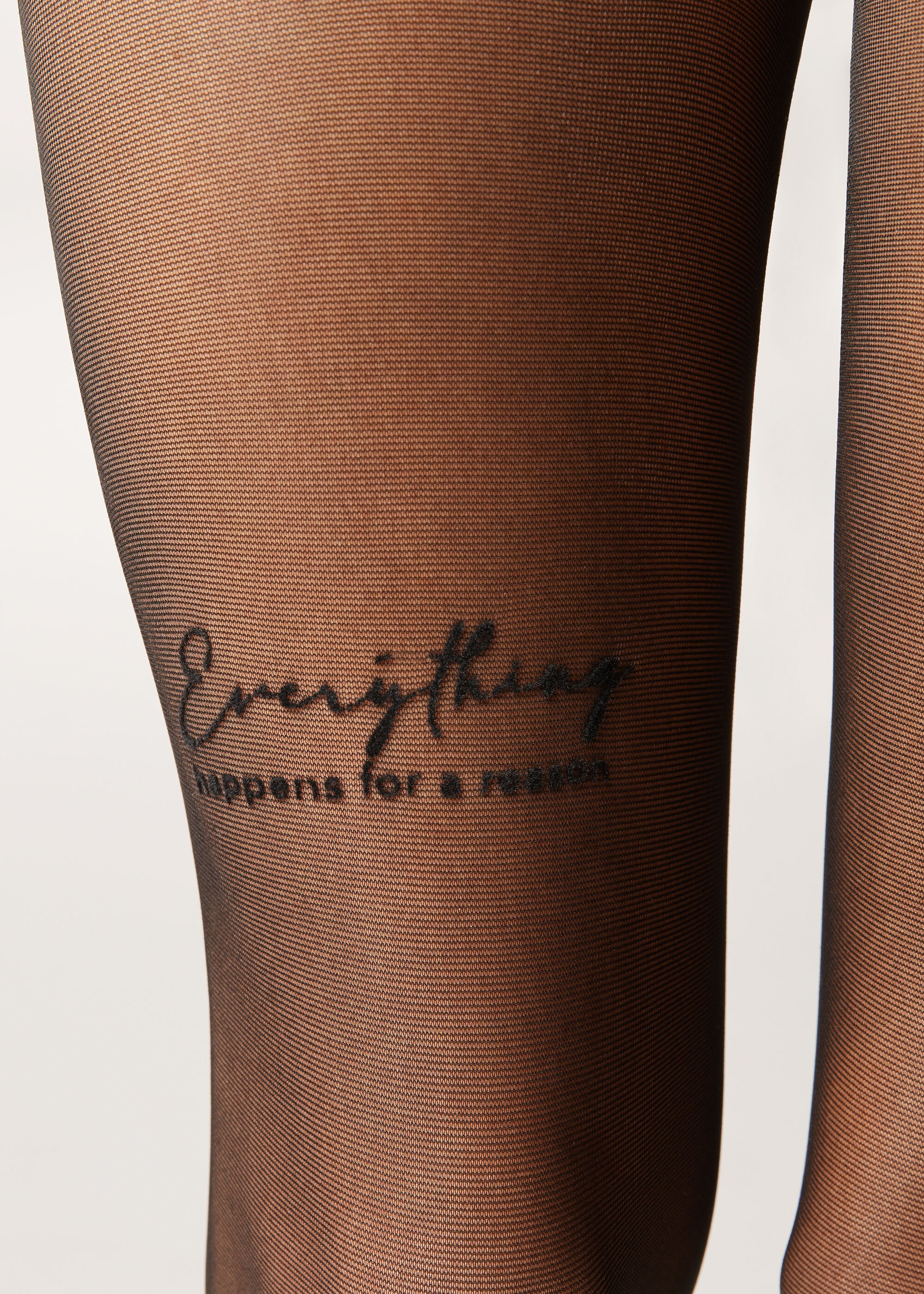 Positive Vibes Writing Sheer Tights