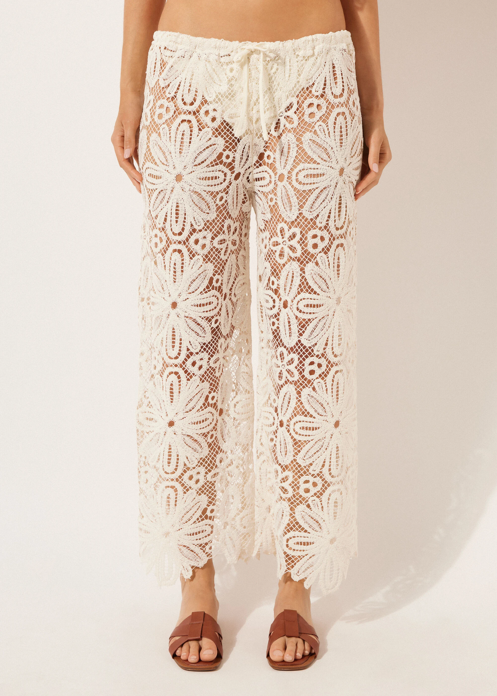 Floral Crochet Palazzo Pants