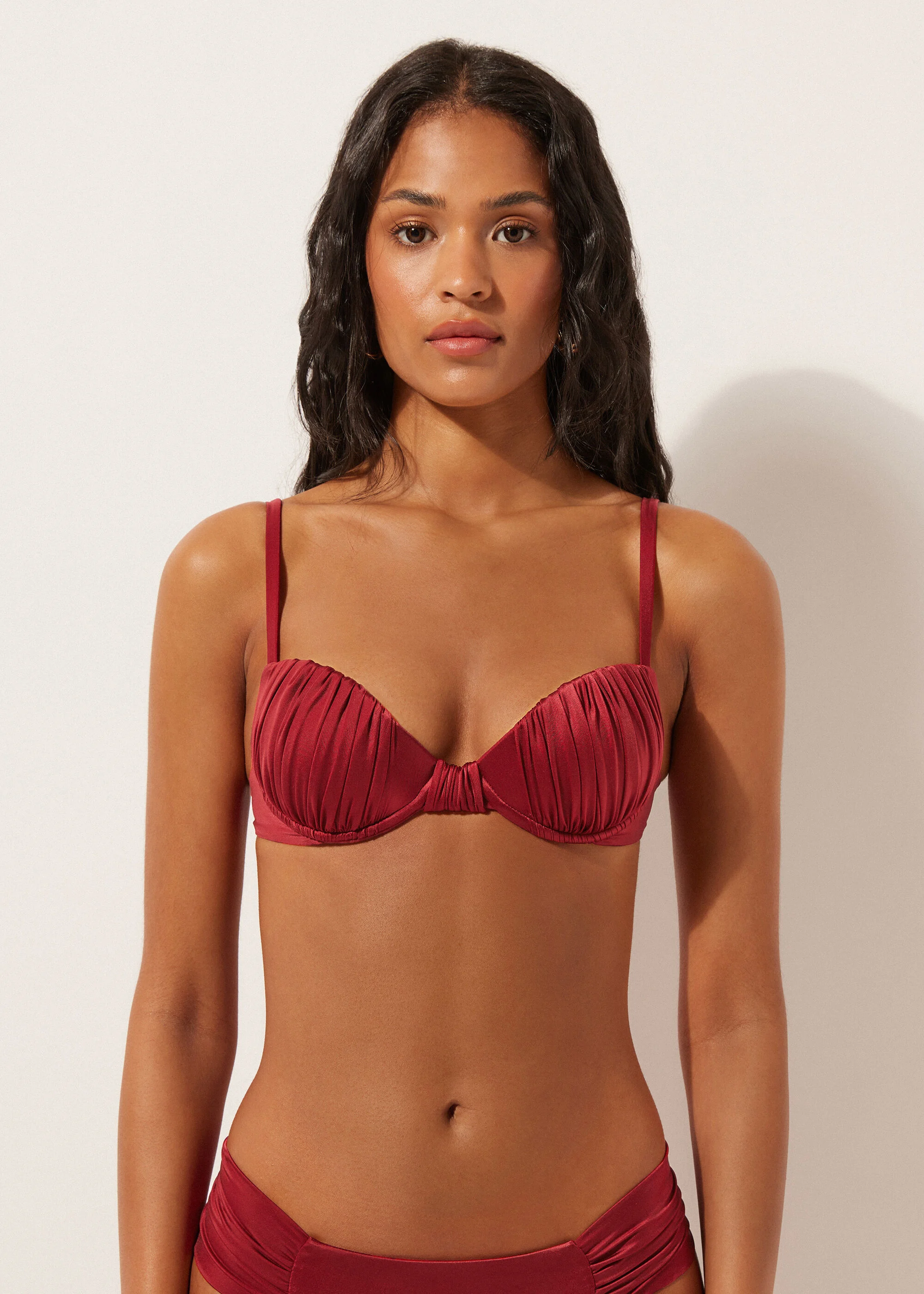 Padded Push-Up Bikini Top Shiny Satin